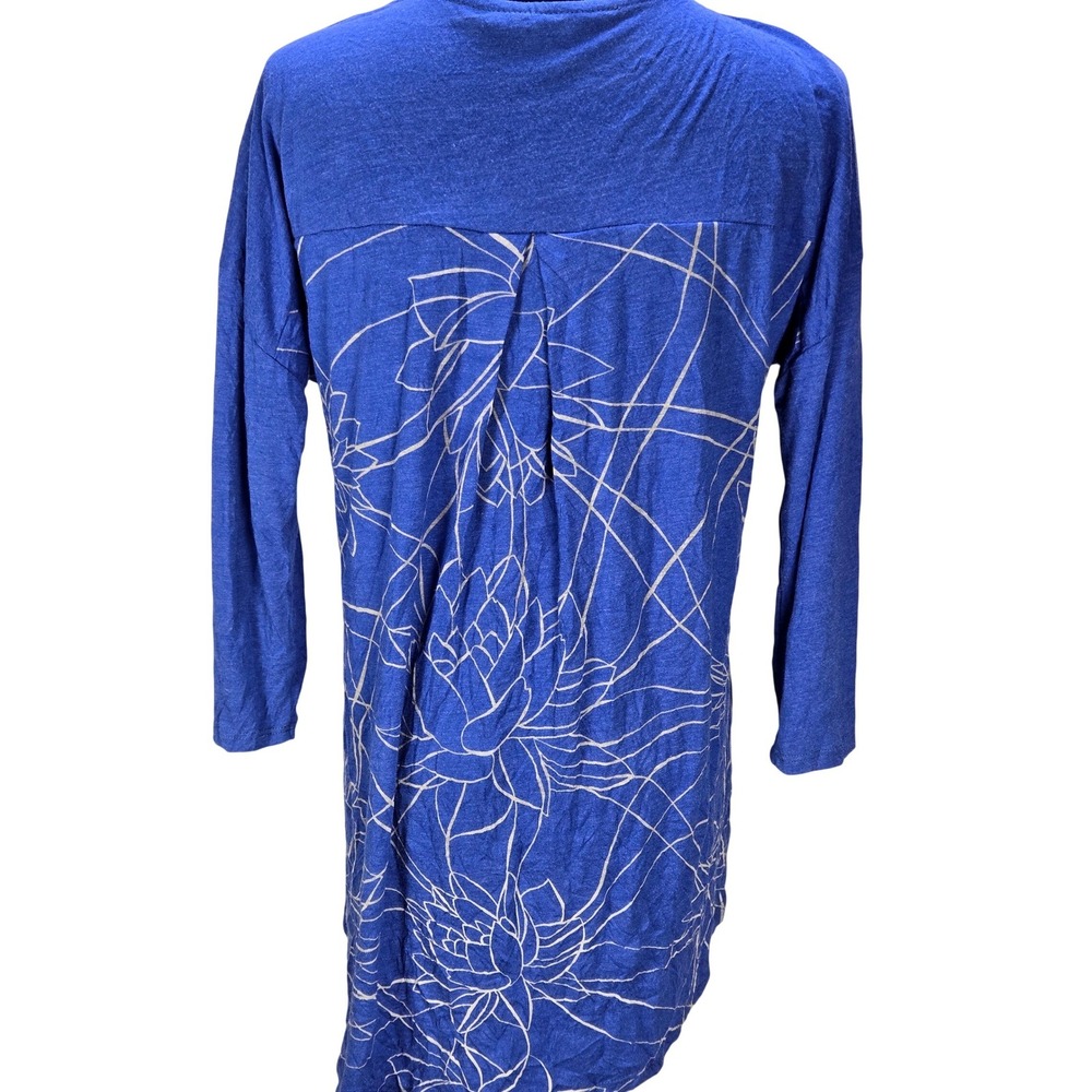 Women's Chalet Et Ceci XS Blue Bamboo Blend Oversize‎ Floral Lagenlook Tunic Top